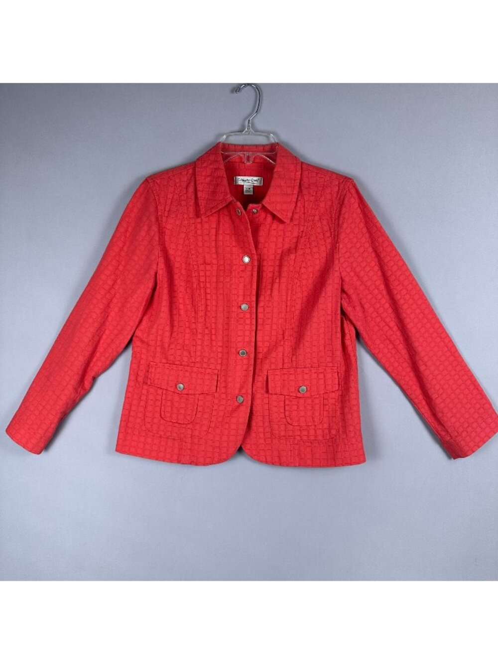 Coldwater Creek Quilted Textured Jacket Coat Women Size P10 Orange 100% Cotton